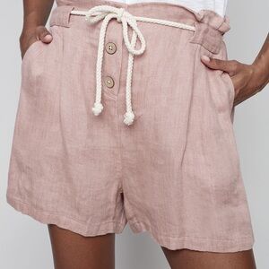 Charlie B Brand linen shorts sz 2 pockets SET Lace Bralette XS blush PAPER BAG